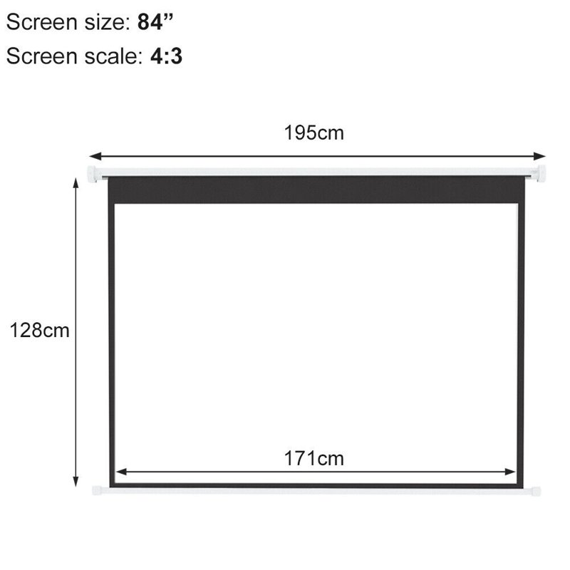 84" Electric Projector Screen Matte White With Remote Control 4:3 (171cm x128cm)