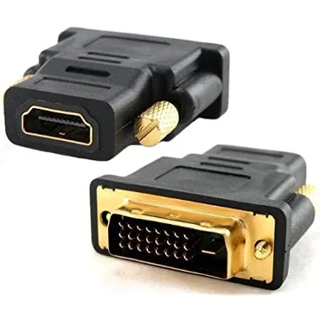 DVI-I Male to HDMI Female Adapter Gold Plated Black