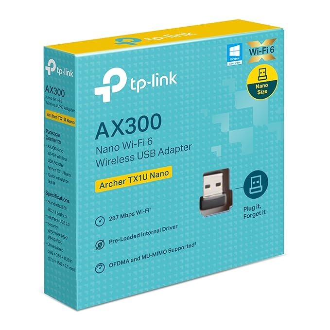 TP-Link AX300 Nano Wi-Fi 6 Wireless USB Adapter Archer TX1U Nano