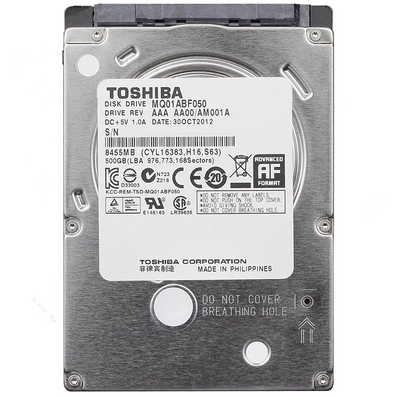 Toshiba 500GB 2.5" SATA Laptop Hard Drive Internal HDD