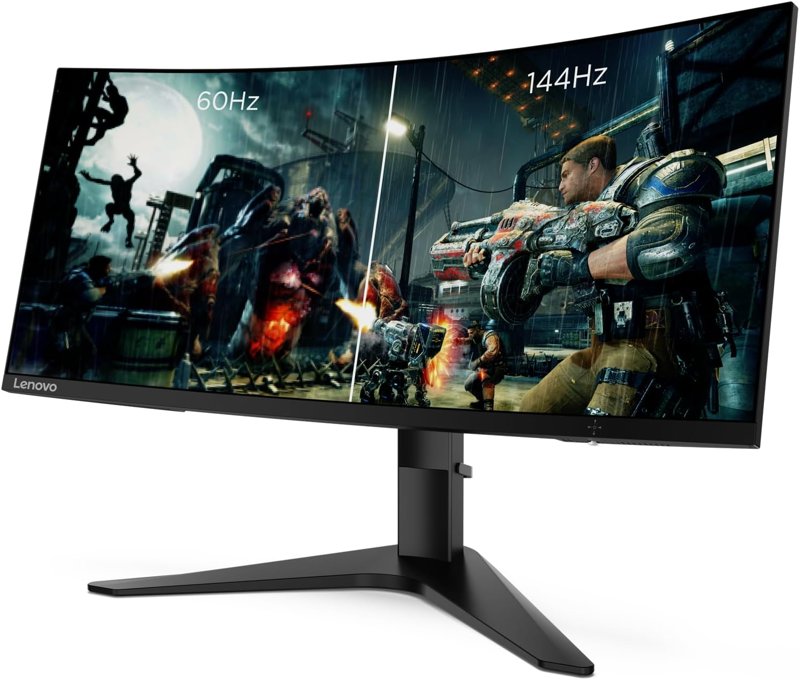 Lenovo G34w-30 34" UWQHD Curved Gaming Monitor 3440x1440 HDMI Integrated Speakers Tilt/Height Adjustable Stand Raven Black 