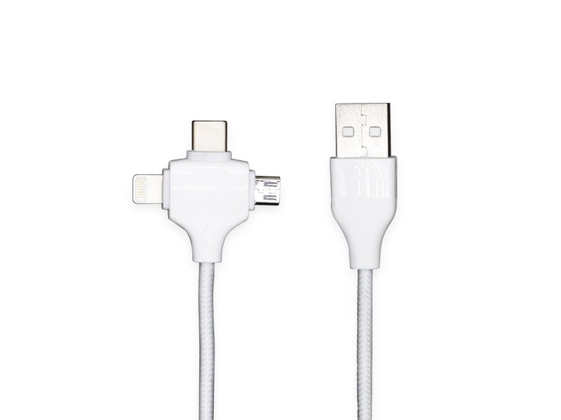 Fast Charging 3-in-1 Multi-Port Smartphone USB Cable Charger USB Cable Charger for Type-C-Micro-USB-Lightning