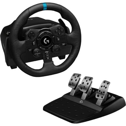Logitech G923 Racing Wheel and Pedals, TRUEFORCE up to 1000 Hz Force Feedback, Responsive Driving Design, Dual Clutch Launch Control for PS5 PS4 PC Mac