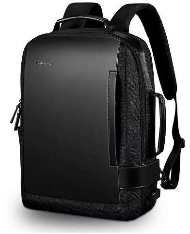 Omaya 15.6" Black Leather Backpack