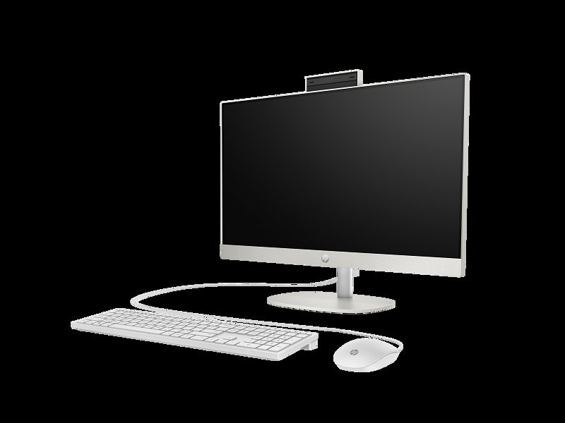 HP All-in-One 24-cr0254nh PC (A0CR4EA) 13th Gen Intel Core i7-1355U 16GB DDR4 3200 SODIMM RAM 512GB PCIe NVMe M.2 SSD 23.8" FHD IPS Non-Touch Display Intel Iris Xᵉ Graphics HP True Vision 720p HD Tilt Privacy Camera HP 125 USB White Wired Mouse
