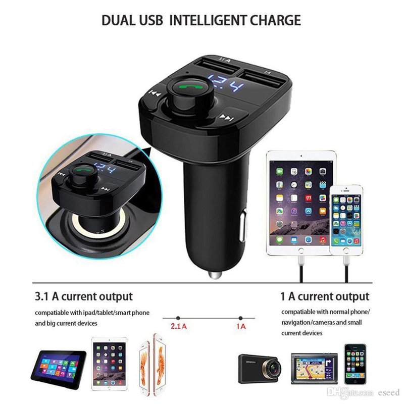 CarX8 Bluetooth MP3 MP4 FM Transmitter 2.1A USB Charger Car Modulator Kit