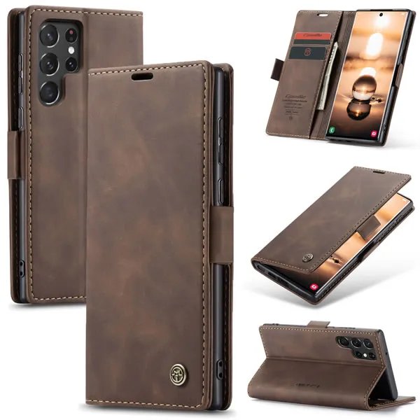 Samsung Galaxy S22 Ultra Retro Flip Leather Cover