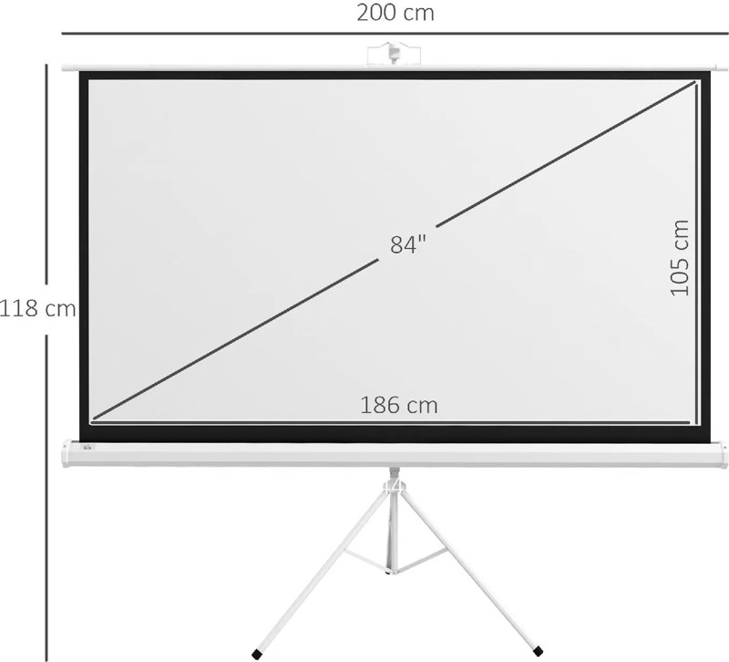 84" Tripod Projector Screen 16:9 Screen Ratio (186 x 105cm)