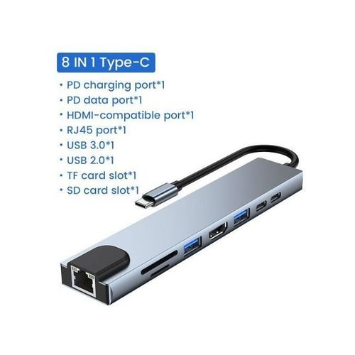 Type-C to HDMI 8 In 1 Adapter