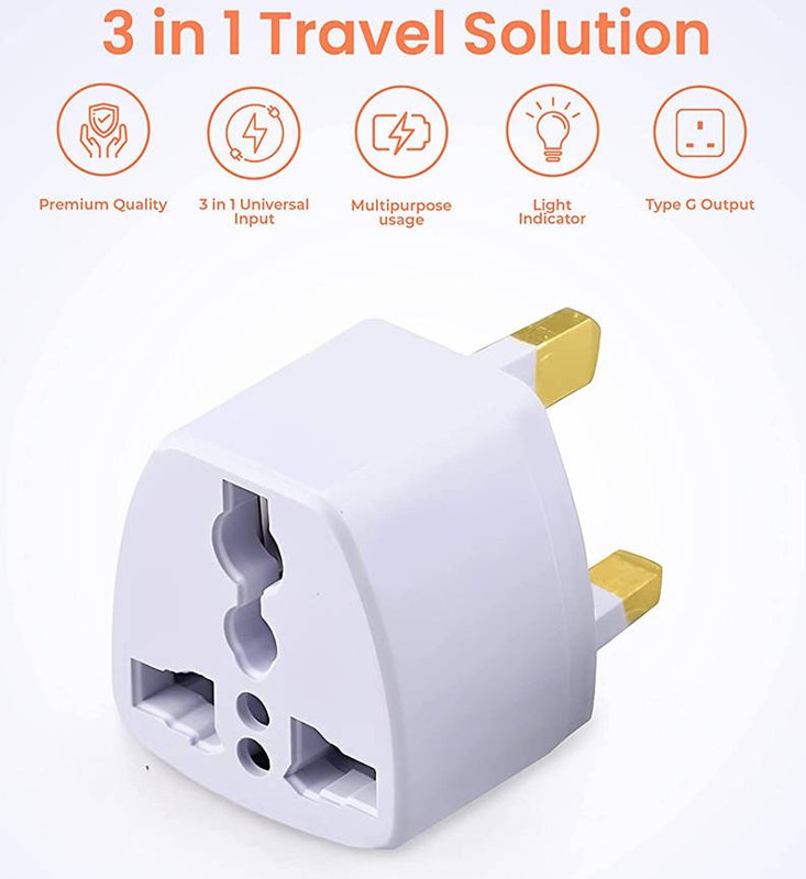 Three-pin 13AMP Top Plug White