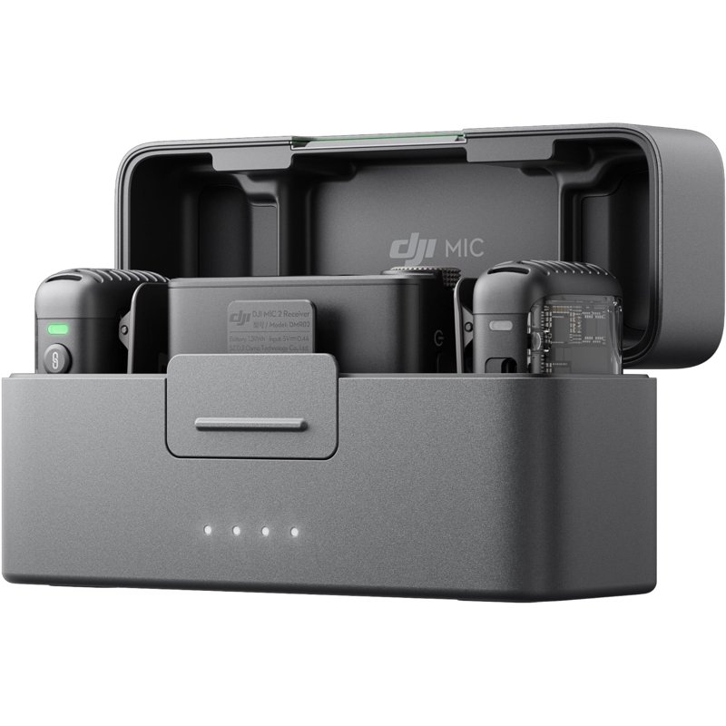 DJI Mic 2 Compact Digital Wireless Dual Microphone System Kit Recorder for Camera and Smartphone with Charging Case