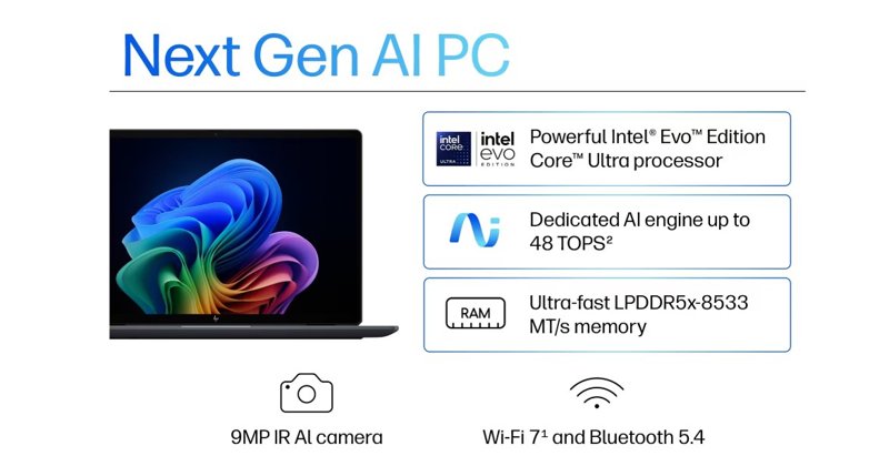 HP OmniBook Ultra Flip 14fh0xxx Next Gen AI Laptop Intel Core Ultra 9-288V Up to 5.1GHz 32GB LPDDR5x RAM 2TB PCIe NVMe M.2 SSD 14" Touchscreen Display  Intel Arc Graphics 9MP IR AI Camera Windows 11 Home Poly Studio with Dual Speakers
