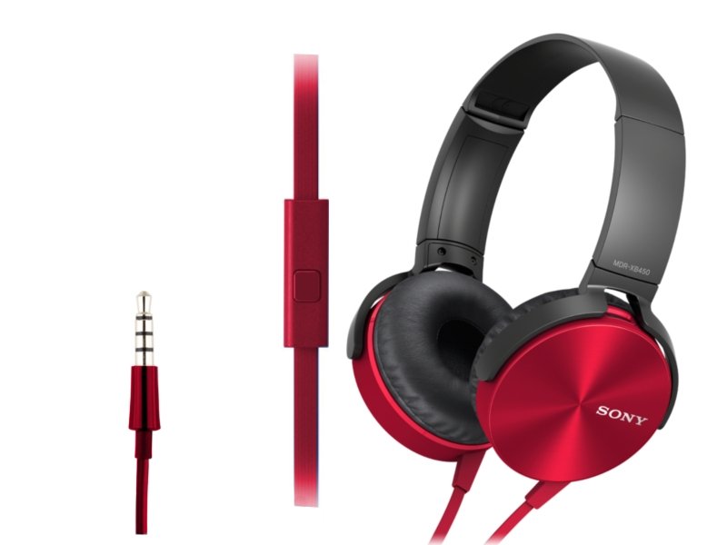 Sony MDR-X450AP Extra Bass Overhead Headphones Red