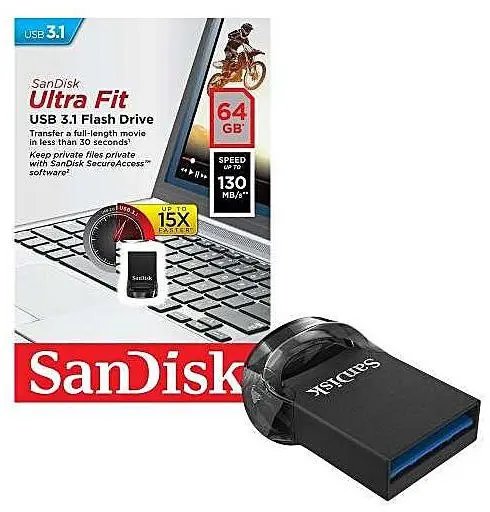 Sandisk Cruzer Fit USB 64GB Flash Drive 3.0