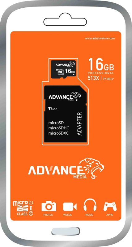 Advance 16GB Micro SD Memory Card with Adaptor
