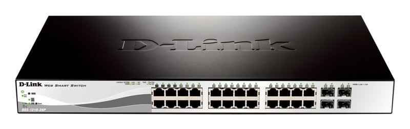 D-Link DGS-1210-28P 28-Port Gigabit PoE Switch with 24-Port 10/100/1000BaseT PoE + 4 Combo 1000BaseT/SFP Ports Web Smart Switch 193W PoE Budget