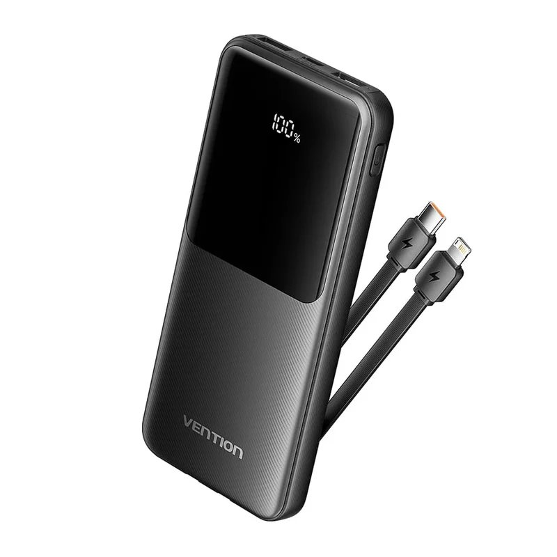 Vention 10000mAh Power Bank 22.5W (Micro-USB + USB-C + USB-A + USB-A) LED Display Type