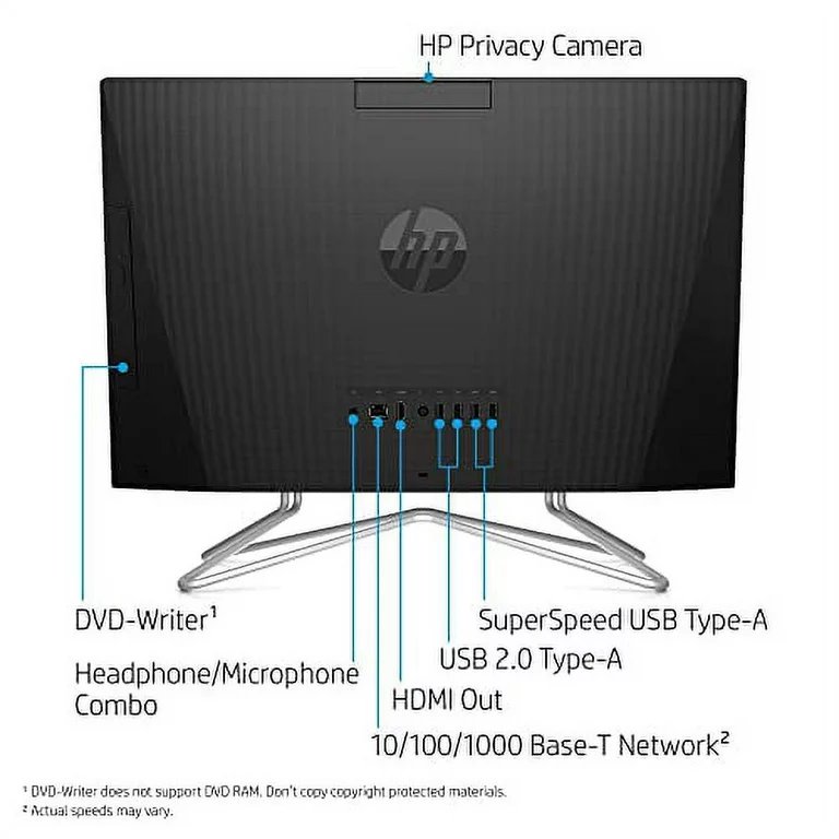 HP 24-cb1005L All-in-One PC Intel Core i5-1235U 23.8" FHD 8GB DDR4 3200 512GB PCIe NVMe SSD HP True Vision 720p HD Dual 2W Speakers HP 225 USB Keyboard and Mouse FreeDOS 1 Year Manufacturer Warranty