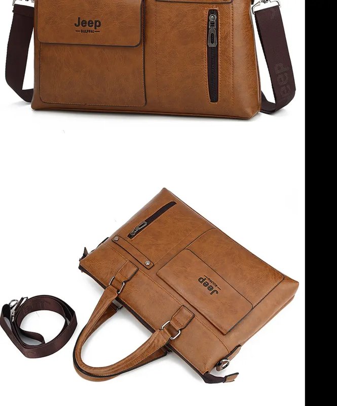 Jeep SULPPAI 14" Laptop Side Bag Business Briefcase High Quality Leather A4 File Causel