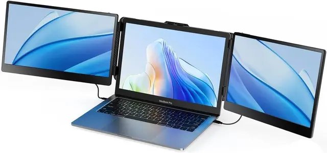 14" Triple Laptop Screen Extender 1080P FHD Portable Dual Monitor for Laptop Plug-Play Monitor Extender Fit 13”-17.3” Laptops