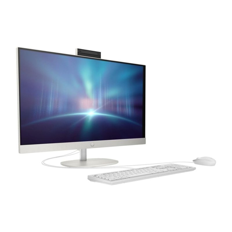 HP All-in-One 27-cr0008ne PC 13th Gen Intel Core i7-1355U 16GB RAM 512GB SSD 27" FHD IPS Display Intel Iris Xᵉ Graphics HP True Vision 720p HD Tilt Privacy Camera HP 125 USB White Wired Mouse (A2PL6EA)