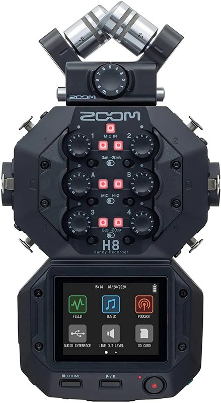 Zoom H8 12-Track Portable Recorder Stereo Microphones 6 Inputs Touchscreen Interface