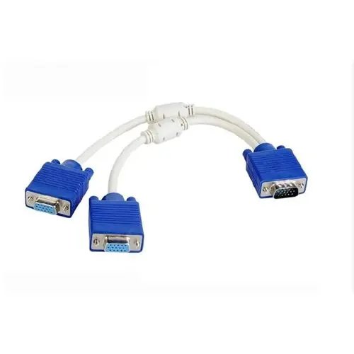 VGA Male 1-To-2 VGA Female Splitter Cable White & Blue