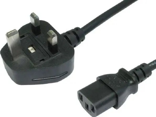 3 Pin Fused Laptop Power Cable 1.8m Black