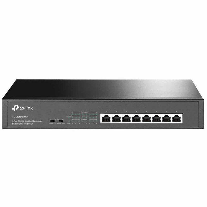 TP-Link 8-Port 10/100/1000Mbps Gigabit Desktop/Rackmount Switch with 8-Port PoE+ - TL-SG1008MP