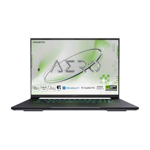 GIGABYTE AERO X16 1WH Copilot+ PCAMD Ryzen AI 7 350 32GB DDR5 RAM 1TB SSD 16" IPS WQXGA Display 8GB GDDR7 NVIDIA GeForce RTX 5070 Laptop GPU RGB Backlit Keyboard Windows 11 Home 1 Year Manufacturer Warranty