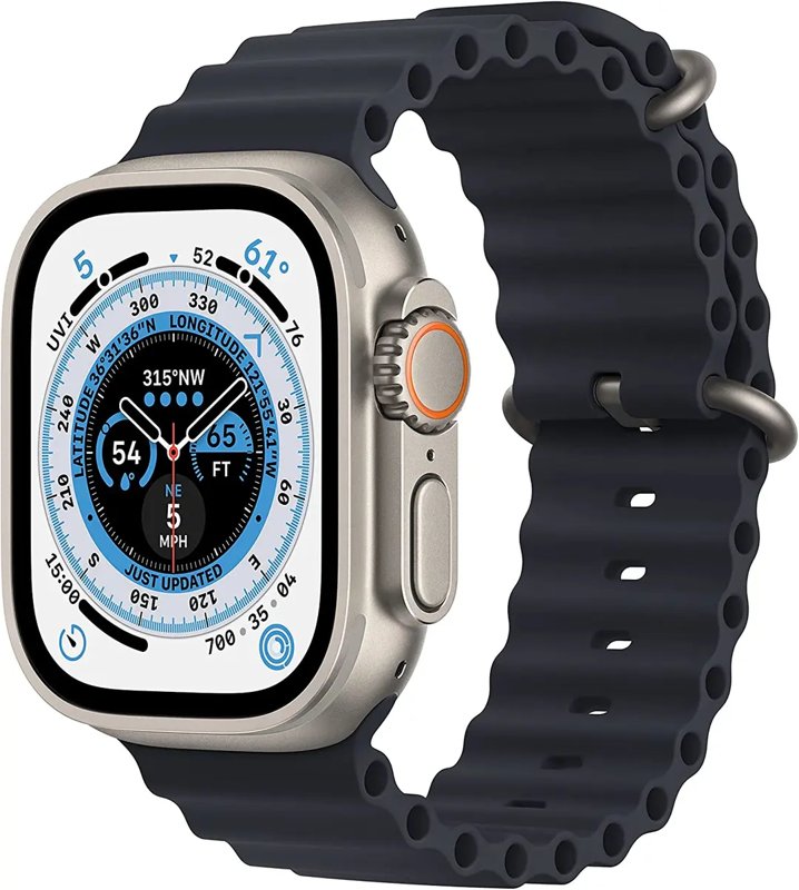 Apple Watch Ultra 49mm Smart Watch With Rugged Titanium Case & Midnight Ocean Band Fitness Tracker Precision GPS Action Button, Extra-Long Battery Life Brighter Retina Display