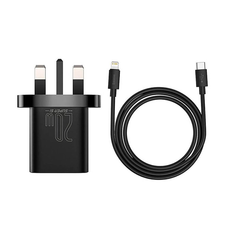 Baseus 20W PD Super Si Quick Wall Charger Combo USB Type-C to Lightning Cable- TZCCSUP-K01