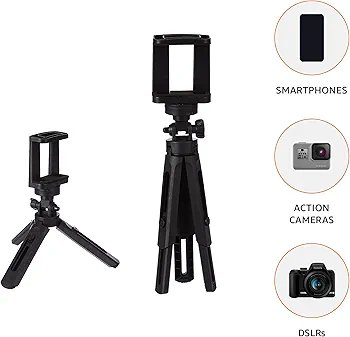 Mini Tripod Mount with 360 Degrees Rotatable Heads for Smartphones and Mini Projectors