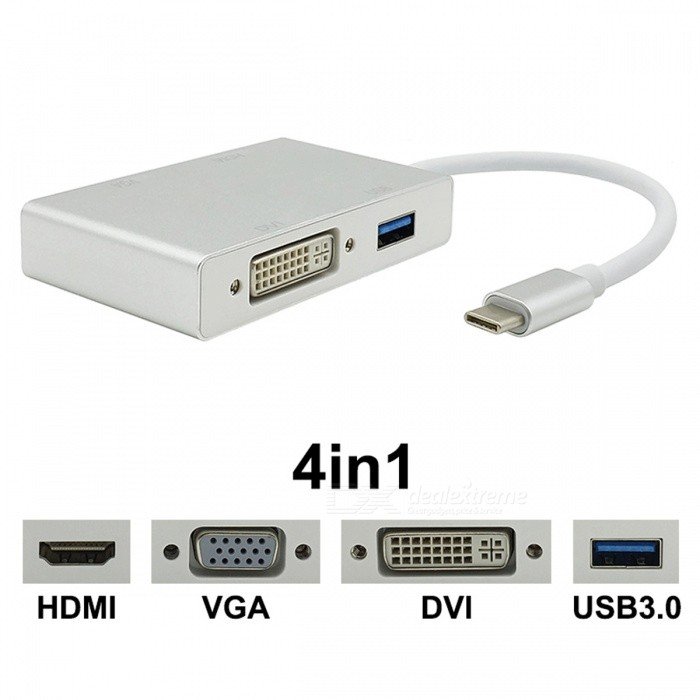 USB Type C to VGA DVI HDMI USB Multiport Video Adapter 4 in 1