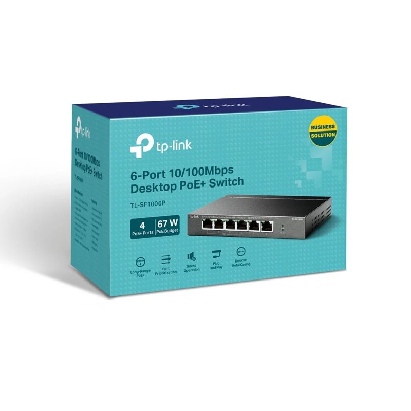 TP-Link 6-Port 10/100 Mbps Desktop Switch with 4-Port PoE+ TL-SF1006P