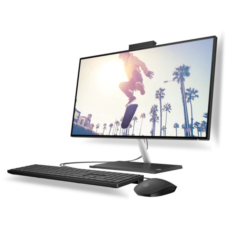 HP All-in-One 24-cb1014nh Bundle All-in-One PC Intel Core i7-1255U 23.8" FHD 8GB DDR4 3200 512GB PCIe NVMe SSD HP True Vision 720p HD Privacy Camera With Integrated Dual Array Digital Microphones Intel Iris Xe Graphics Dual 2W Speakers HP 225 USB Keyboard and Mouse FreeDOS Jet Black 1 Year Warranty