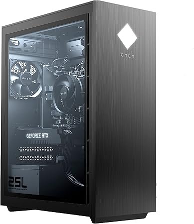 HP OMEN 25L Gaming Desktop PC, Intel Core i7-12700f 32GB RAM 512GB SSD RGB Air Cooling 8GB GeForce RTX 4060 Super Graphics Computer Tower 1 Year Warranty 