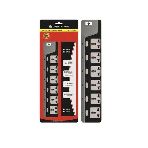 Lightwave 6 Way Surge Protector Extension 3M Cord Cable