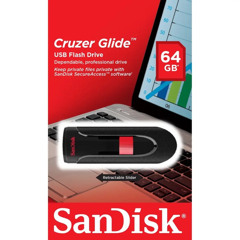 SanDisk Cruzer Glide 64GB USB 2.0 Flash Drive