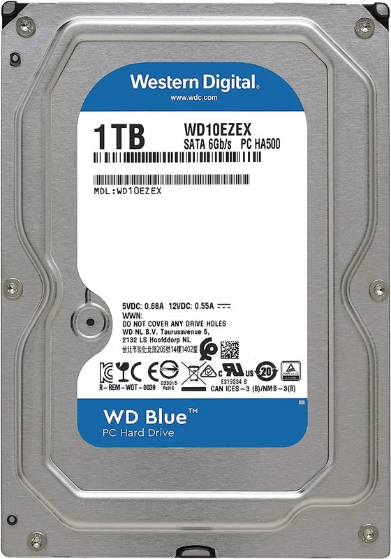 Western Digital 1TB WD Blue PC Internal Hard Drive HDD 7200 RPM SATA 6 Gb/s 64 MB Cache 3.5" - WD10EZEX