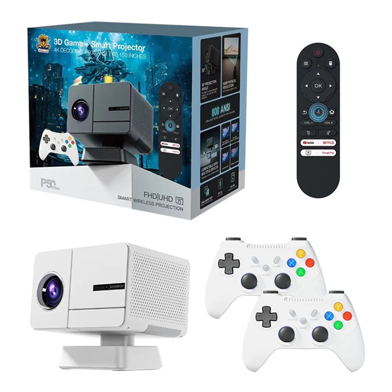 P50 MAX Mini Smart Android Gaming Projector 36000+ Games 800 ANSI Outdoor Projector