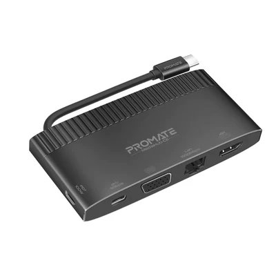 Promate MediaHub-C6 6-in-1 Highly Versatile Super Speed USB-C Media Hub with 100W Power Delivery