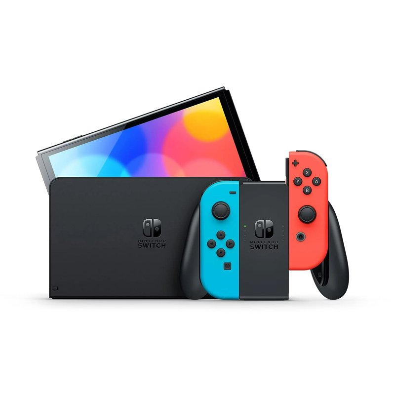 Nintendo Switch Console - OLED Model with Neon Red & Neon Blue Joy-Con