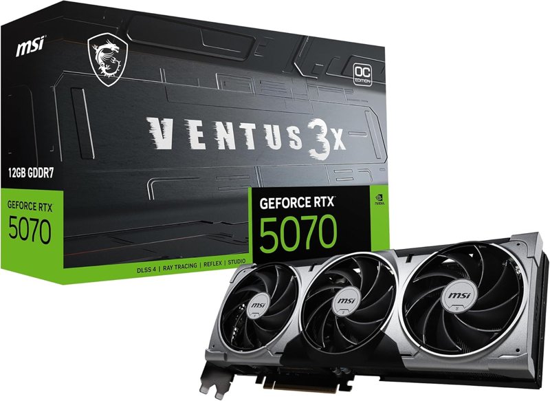 MSI Gaming RTX 5070 12G Ventus 3X OC 12GB GDDR7 GAMING TRIO OC Graphics Card