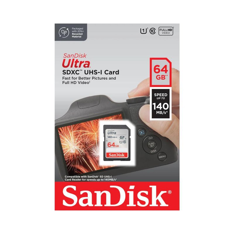 SanDisk Ultra 64GB SDXC Class 10 UHS-I Card Speed Up to 140MB/s