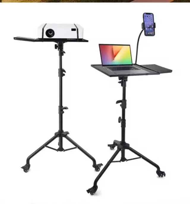 2 In 1 Laptop Projector Tripod Stand With Wheel Lock And Plate