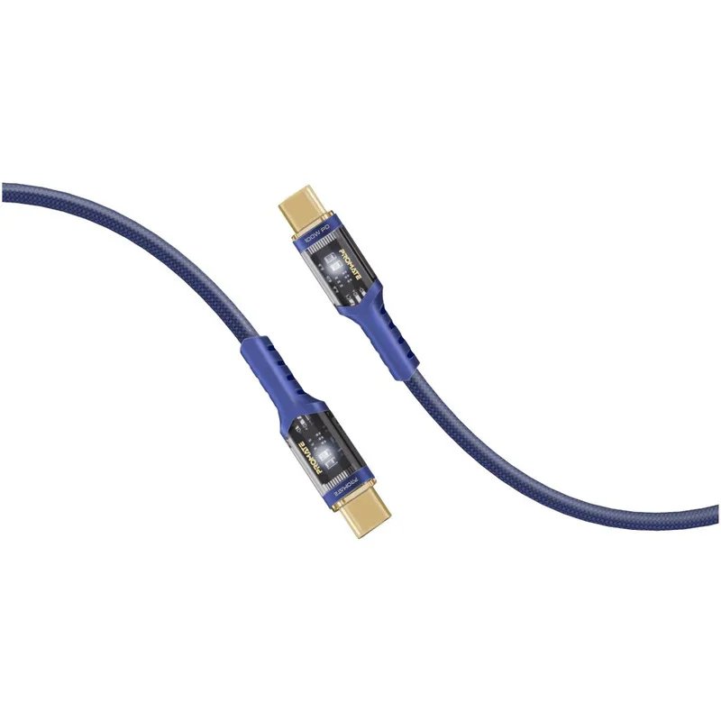 Promate LucidLine-CC200 100W Power Delivery Ultra-Fast USB-C Cable with Transparent Shells