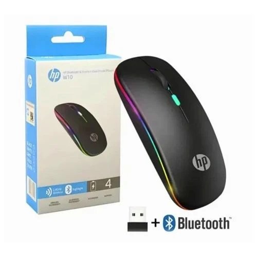 HP W10 RGB Mouse Dual Mode Rechargeable Bluetooth Wireless Silent Click Mouse