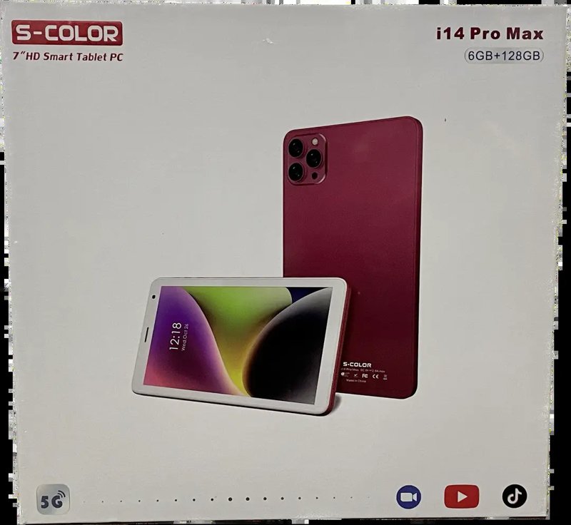 S-Color i14 Pro Max 7" HD Display Smart Tablet Android 12 6GB RAM 128GB Storage 8MP Camera 4000mAh Battery