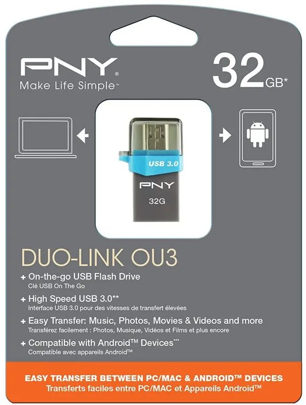 PNY 32GB OTG Duo-Link OU3 USB 3.0 Flash Drive